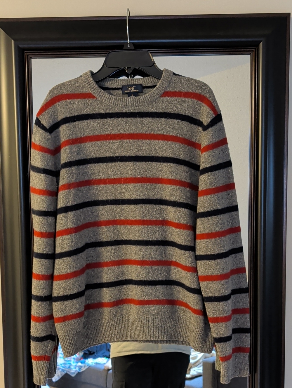 Brooks Brothers Wool Blend Striped Crew Neck Sweater M